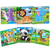 Puzzles For Kids Ages 3-5 Toddler Puzzles Set 20 Piece Wooden Jigsaw Puzzles For Toddler Children Learning Puzzles Set For Boys And Girls (6 Puzzles)