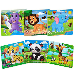 Puzzles For Kids Ages 3-5 Toddler Puzzles Set 20 Piece Wooden Jigsaw Puzzles For Toddler Children Learning Puzzles Set For Boys And Girls (6 Puzzles)