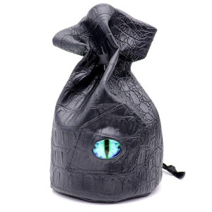 Haxtec Dragon Dice Bag Dungeons And Dragons Gift Drawstring Leather Dnd Dice Pouch Storage Bag For D&D Dice, Coins And Accessories (Blue Eye)