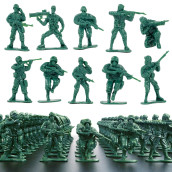 Wankko 2-Inch Plastic Army Men Action Figures, 10 Unique Sculpts, Pack Of 100 (Green)
