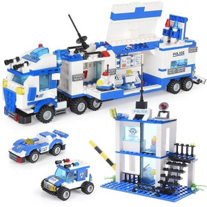 Ep Exercise N Play Swat City Police Station Building Blocks Toys, With Anti-Terrorism Police Command Center Truck, Police Station And Cop Cars For Boys Kids Construction Toys 776 Pieces