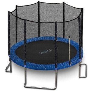 Serenelife Astm Approved Trampoline With Net Enclosure - Stable, Strong Kids And Adult Trampoline With Net - Outdoor Trampoline For Kids, Teens And Adults - Reinforced Kids, Blue, 12 Ft