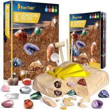 Capkit 15Pcs Gemstone Dig Kit, Stem Educational Diy Toys Science Gem Dig Kit, Dig Up 15 Unique Gemstones, Rock Digging Kit For Kids, Archaeology- Best Gifts For Boys Girls Kid Toys