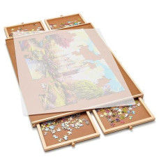 Gamenote Jigsaw Puzzle Board With Cover Mat - Portable Large Puzzle Table With Drawers For Adults, Wooden Smooth Plateau Work Surface (1000 Pieces)