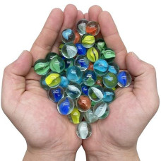 Manshu 60 Pieces Glass Marbles For Marble Games, 0.63 Inch, 6 Colors.