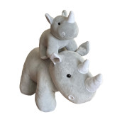 Mother & Baby Rhino Stuffed Animal Toy Set | Super Soft Cute Plushies For Kids' Bedroom | 14-In Safari Stuffed Animals For Girls & Boys | Big & Small Animal Toys For Toddlers 1-3 By Exceptional Home