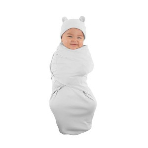 Baby Swaddle | 100% Cotton Adjustable Velcro Newborn Blanket Wrap - With Novelty Hat Beanie