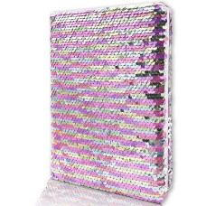 Sequin Girls Journal For Kids, 8.5X5.5 Inches 160 Lined Pages Diary For Girls And Boys Reversible Flip Sequence Notebook For Teenage Pre School Writing Drawing Travel Gifts (Rainbow To Sliver)