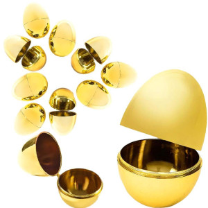 The Dreidel Company Golden Easter Eggs Metallic Gold, Goodie Basket Prize, Eggs Are Hinged, 238 Inch (12-Pack)