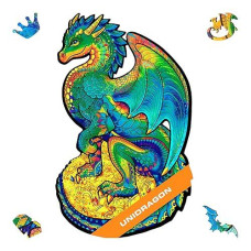 Unidragon Original Wooden Jigsaw Puzzles - Guarding Dragon, 330 Pcs, King Size 10.6" ?17.3, Beautiful Gift Package, Unique Shape Best Gift For Adults And Kids