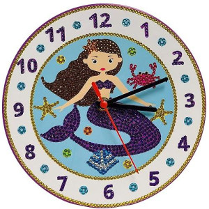 Little Learning Hands Mermaid Diamond Painting Kit Mermaid Clock| Mermaid Sticky Mosaic Clock | Creative Mermaid Crafts For Kids And Adults | Gifts For Girls And Boys
