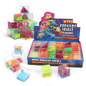 Top Right Toys Mini Fidget Puzzle Boxes, 24 Piece Assorted 3D Brain Teaser Puzzle Cubes, Mind Games For Kids And Adults Party Favors, Stress And Anxiety Relief Toy