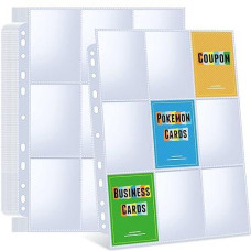 120 Pack 9 Pocket Page Protector, Sooez Trading Card Sleeves Pages Baseball Pages For 3 Ring Binder, Card Sheets For Standard Size Cards, Sport Cards, Game Cards, Business Cards