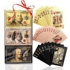 Magic Kiss Waterproof Gold And Silver Foil Poker Playing Cards, Deck Of Plastic Playing Cards Gift (3 Decks)