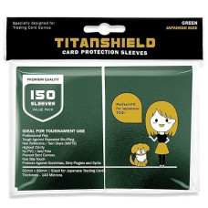 Titanshield (150 Sleeve/Green Small Japanese Sized Trading Card Sleeves Deck Protector For Yu-Gi-Oh, Cardfight!! Vanguard & More