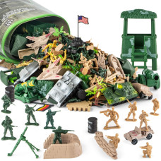 Divwa Army Men Toys for Boys 8-12, Military Toy Soldier Army Base 160 Pcs Set Including WW2 Khaki green Plastic Army Men and Accessories with Handbag for Kid
