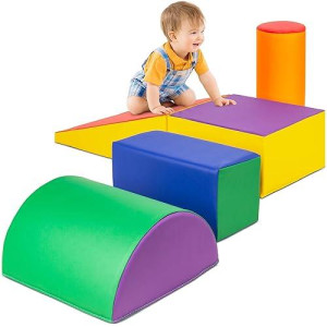 Best Choice Products 5-Piece Kids Climb & Crawl Soft Foam Block Activity Play Structures For Child Development, Color Coordination, Motor Skills - Multicolor