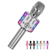 Amazmic Kids Karaoke Microphone Machine Toy Bluetooth Microphone Portable Wireless Karaoke Machine Handheld With Led Lights, Gift For Children Adults Birthday Party, Home Ktv(Gray)