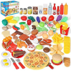 Shimfun 130Pc Play Food Set For Kids & Toddlers Kitchen Toy Playset. Pretend Play Fake Toy Food, Play Kitchen Accessories Food Toys, Detail For Fun & Education Kitchen Toys. Best Gift Choice