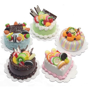 Thaihonest Lovely Mixed 5 Assorted Cake Dollhouse Miniature Food,Tiny Food