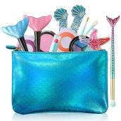 Tokia Little Mermaid Girls Makeup Kit, Big Pieces Kids Makeup Kit For Girls Age 4 5 6 7 8 , Safe & Washable Mermaid Toys, Great Gift For Little Girls Age 3 -12 Years Old
