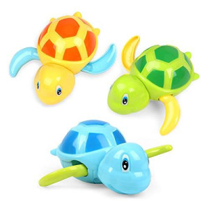 Bath Toys For Toddlers 1 2 3 4 5 Years Old,Pool Toys For Kids,Baby Funny Wind Up Swimming Turtle Bath Toy,Cute Floating Bathtub Water Toys,Gift For Preschool Child Boys Girls (3 Pcs)