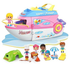 Iplay, Ilearn Dollhouse Playset For 3-4 Year Old Girls, Boat Toy Set W/ Cruise Ship Small Dolls, Kids Pretend Play House W/ Furniture, Princess Valentine Birthday Gifts Age 5 6 Child Toddlers