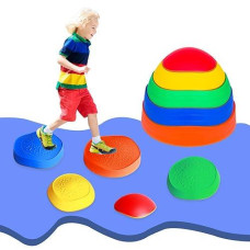 Omnisafe Balance Stepping Stones For Kids, Non-Slip Textured Surface And Rubber Edges, Indoor & Outdoor Obstacle Course Toy, Exercise Coordination & Strength