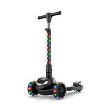Jetson Scooters - Jupiter Mini 3 Wheel Kick Scooter (Black) - Collapsible Portable Kids Three Wheel Push Scooter - Lightweight Folding Design With High Visibility Rgb Light Up Leds On Stem And Wheels