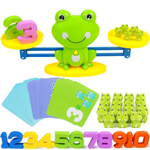 Cozybomb� Homeschool Kindergarten Balance Board Game - Preschool Activities Math Learning Stem Montessori Cool Toys Educational With Frog Scale Cards Balancing Numbers For Kids Ages 3 4 5 6 Year Old