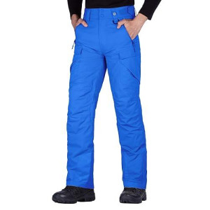 Free Soldier Mens Waterproof Snow Insulated Pants Winter Skiing Snowboarding Pants With Zipper Pockets (Marina Blue Large(38-40)32L)