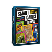 100 Pics Smart Cards Animals, 7 Games In 1, Pairs, Snap, Trumps, Rummy, Memory Quiz, Learn Facts, Travel Game, Gift, Stocking Stuffer, 50 Cards, Age 5+, 1-8 Players