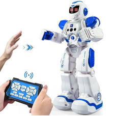 Zosam Remote Control Robot For Kids Intelligent Programmable Robot With Infrared Controller Toys, Dancing, Singing, Moonwalking And Led Eyes, Gesture Sensing Robot Kit (Blue)