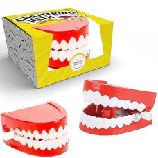 The Dreidel Company Wind Up Teeth Chomping & Chattering Teeth Toys For Kids Birthday Party Favors, Novelty And Gag Gifts, 2.5" Inches (Single)