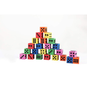 Qidiwin Eva Foam Dices Colorful Dot Foam Dice For Kids Building Toyseducational Toys Party Supplies 6 Colors 24 Pcs