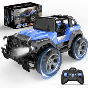 Deerc De42 Remote Control Racing Cars,1:18 Scale 80 Min Play 2.4Ghz Led Light Auto Mode Off Road Rc Trucks With Storage Case,All Terrain Suv Jeep Toys Gifts For Boys Kids Girls Teens,Blue