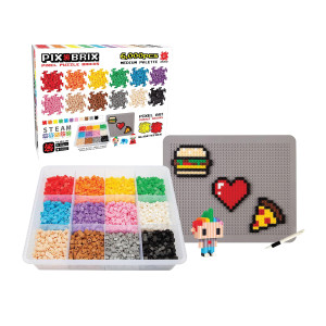 Pix Brix Pixel Art Puzzle Bricks - 6,000 Piece Pixel Art Container, 12 Color Medium Palette - Interlocking Building Bricks, Create 2D And 3D Builds Without Water Or Glue - Stem Toys, Ages 6 Plus