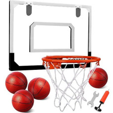Indoor Mini Basketball Hoop Set With 3 Balls For Kids And Adults - Pro Mini Basketball Hoop For Door & Wall With Complete Basketball Accessories Perfect Christmas Birthday Gifts For Kids Boys Teens
