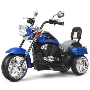 Costzon Kids Ride On Chopper Motorcycle, 6 V Battery Powered Motorcycle Trike W/Horn, Headlight, Forward/Reverse Switch, Astm Certification, 3 Wheel Ride On Toys For Boys Girls Gift (Blue)