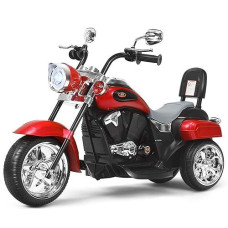 Costzon Kids Ride On Chopper Motorcycle, 6 V Battery Powered Motorcycle Trike W/Horn, Headlight, Forward/Reverse Switch, Astm Certification, 3 Wheel Ride On Toys For Boys Girls Gift (Red)
