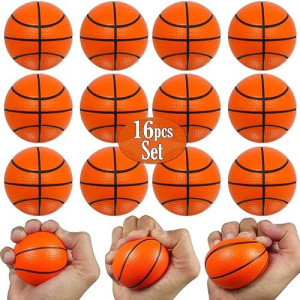 Mini Basketball Stress Balls 16 Pcs Pack 2.5 Inch Mini Basketballs For Kids Small Basketball Party Decoration Party Favors, Small Soft Foam Basketballs Basketball Party Goodie Toy By Anapoliz
