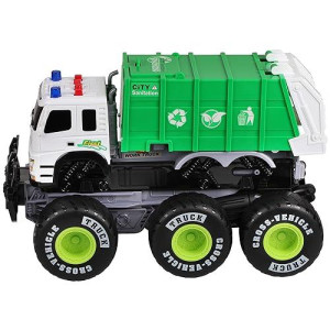 Dazmers Friction Powered Monster Garbage Truck With Lights And Sounds, Transform Recycling Truck Vehicle Toy, For Boys And Girls Ages 3+