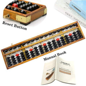 Hexing Vintage Style Wooden Abacus Soroban 17 Column(15 In) Math Professional Abacus For Adults Kids With Guide Handbook And Reset Button, Anti-Skid Rubber Feet