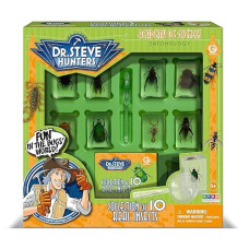 Geoworld 10 Insect Specimens Set - Real Beetles, Scorpions, Crickets In Resin With Magnifying Glass & Booklet - Great For Science Projects - Kids Scientific Educational Toy