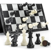 A&A Magnetic Plastic Travel Chess Set W/Folding Chess Board, Educational Toys For Kids And Adults - 12.6(32Cm) * 12.6(32Cm) Board