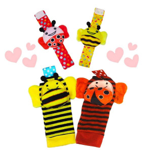 The Season Toys 4Pcs Infant Baby Wrist Rattles And Foot Socks Developmental Toys