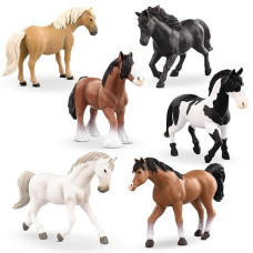 Terra By Battat - 6 Pcs 6" Horse Toys - Realistic Horse Figurines - Plastic Zoo Animal Toys For Kids 3+ - Horse Gift & Party Favors Decorations