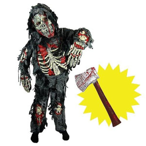 Spooktacular Creations Zombie Deluxe Costume, Scary Halloween Zombie Costume For Boys, Monsters Costume With Toy Axe-3T(3-4Yr)