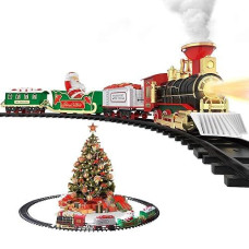 Hot Bee Electric Train Set, Toy Train Sets For Boys 4-7, Around The Christmas Tree Train Toys W/Smoke, Realistic Lights & Sounds, For 3 4 5 6 7 8+ Year Old Kids Boys Girls