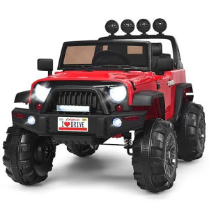 Costzon Ride On Car, 12V Battery Powered Electric Vehicle W/Parent Remote Control, Spring Suspension, Storage, 3 Speeds, Led Light, Mp3, Music, Usb & Aux Port, Electric Car For Kids (Red)